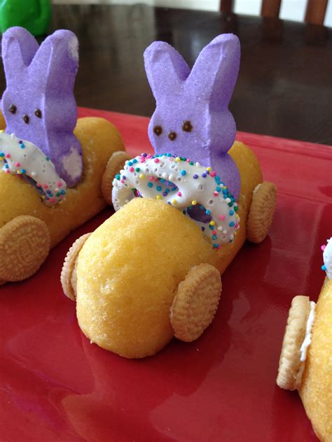 easter peeps desserts - bunny race car treats